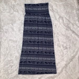 Blue and white maxi skirt